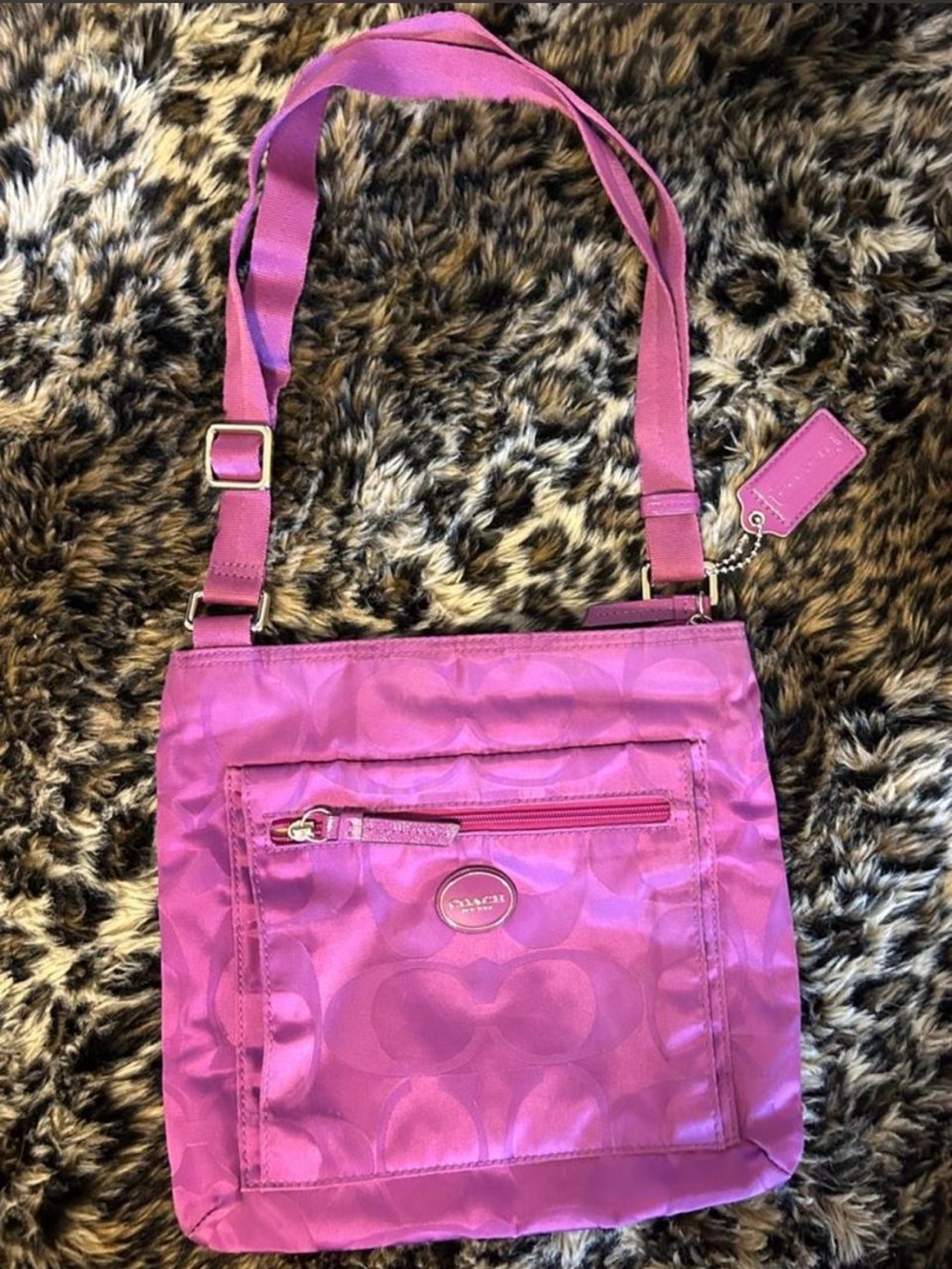 Coach dark Pink/bright purple 
 Signature Nylon Crossbody Bag